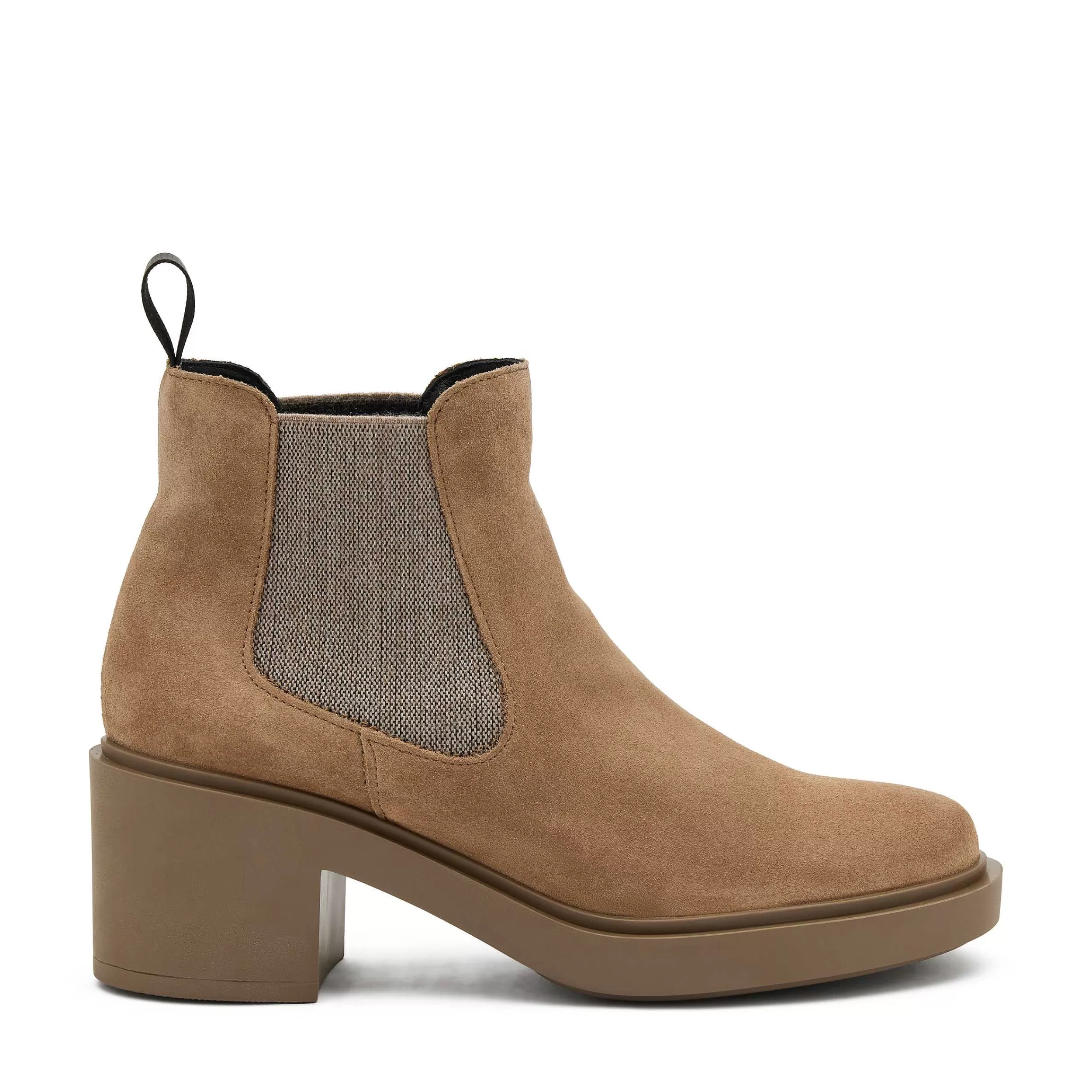 Frau Beatles Mit Absatz Aus Veloursleder In Color-Blocking-Optik-Damen Beatles