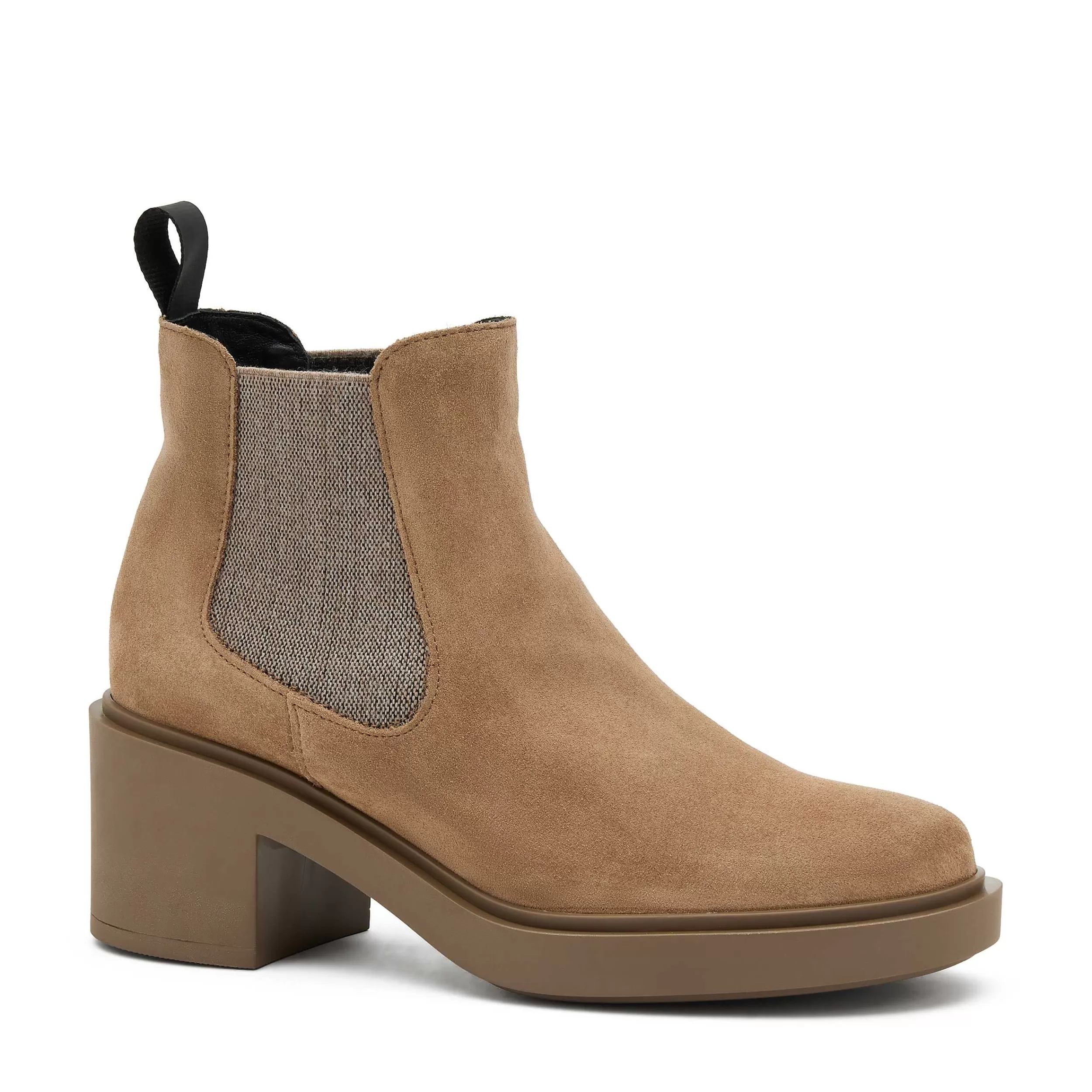 Frau Beatles Mit Absatz Aus Veloursleder In Color-Blocking-Optik-Damen Beatles
