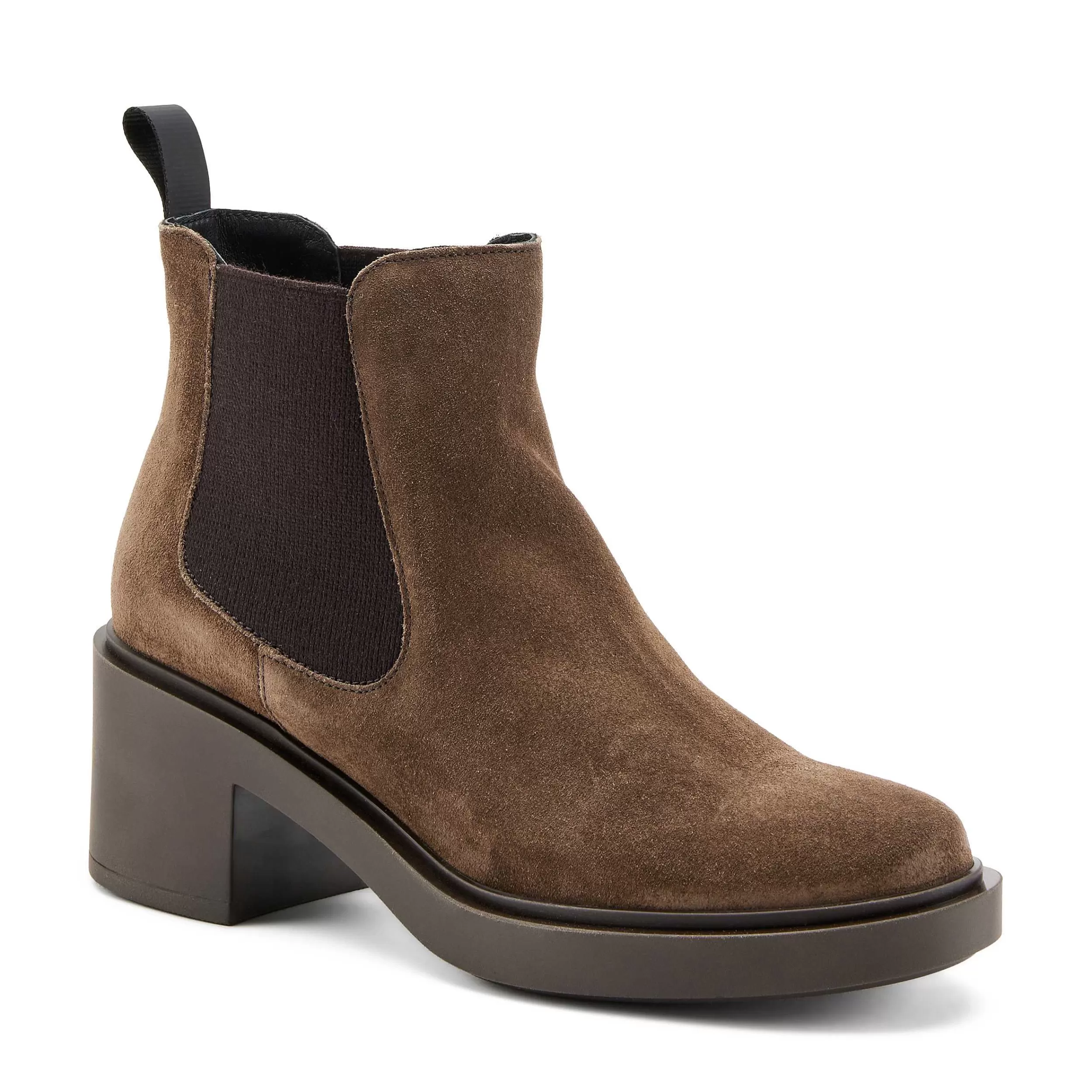 Frau Beatles Mit Absatz Aus Veloursleder In Color-Blocking-Optik-Damen Beatles
