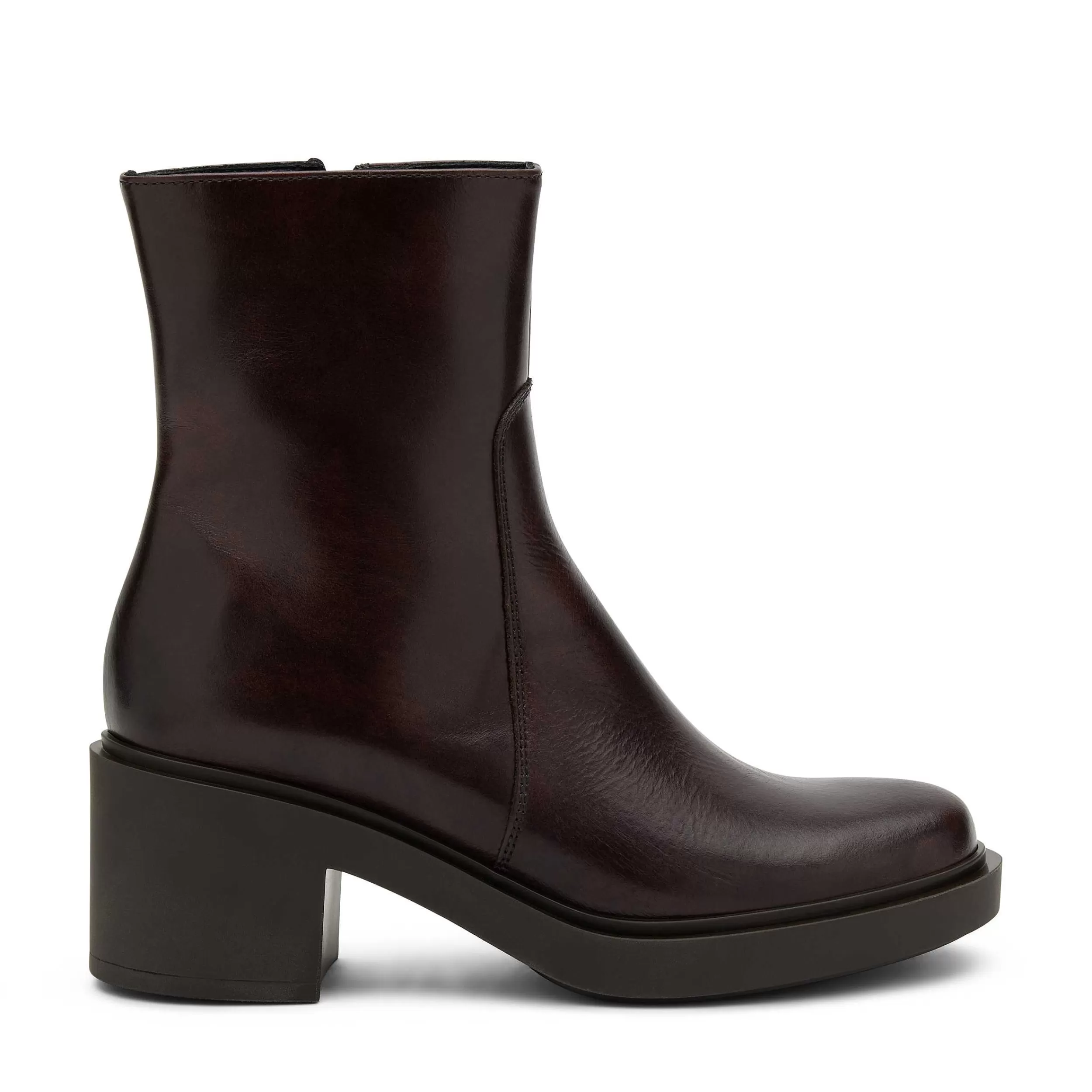 Frau Stiefelette Aus Leder In Color-Blocking-Optik-Damen Stiefel & Stiefeletten