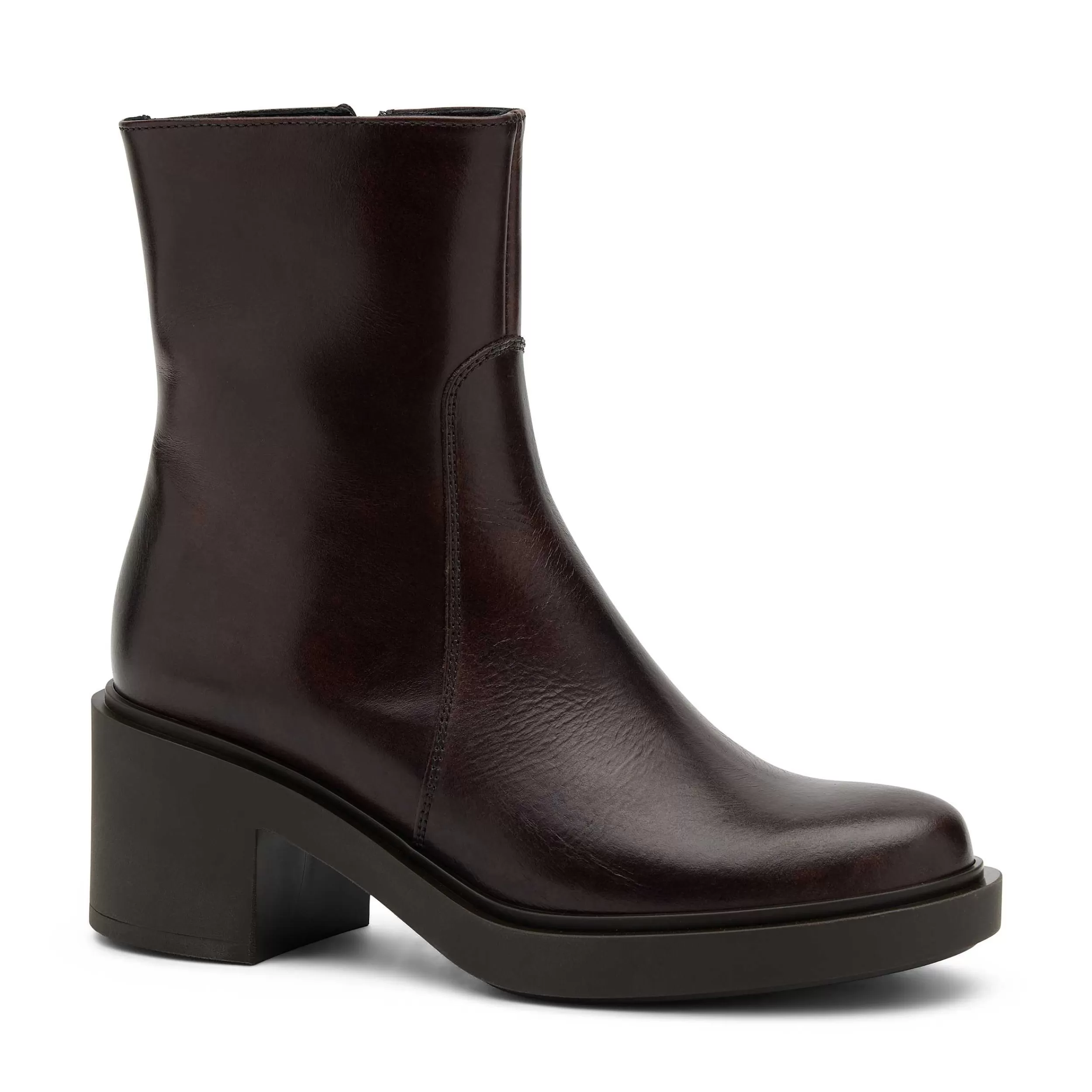 Frau Stiefelette Aus Leder In Color-Blocking-Optik-Damen Stiefel & Stiefeletten