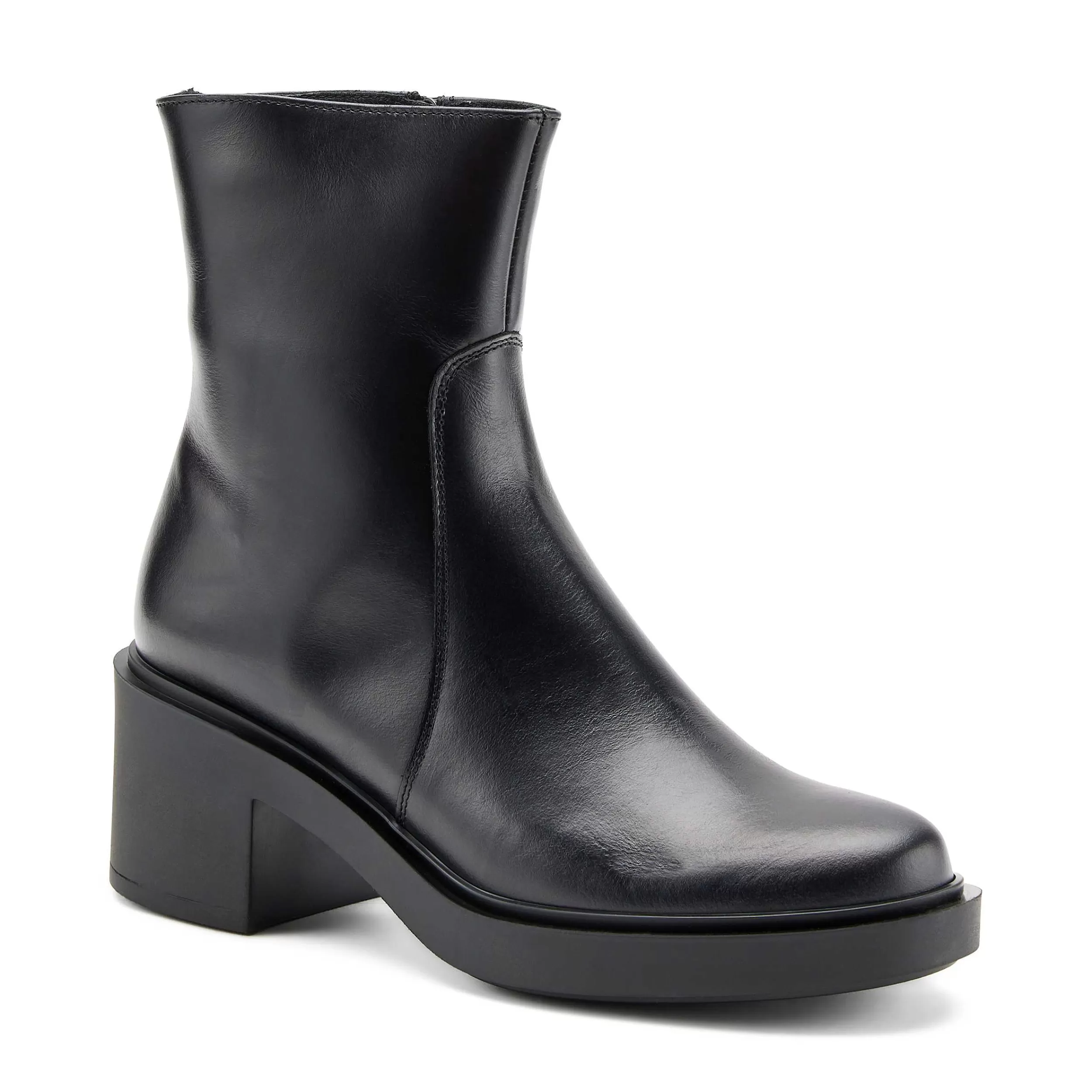 Frau Stiefelette Aus Leder In Color-Blocking-Optik-Damen Stiefel & Stiefeletten