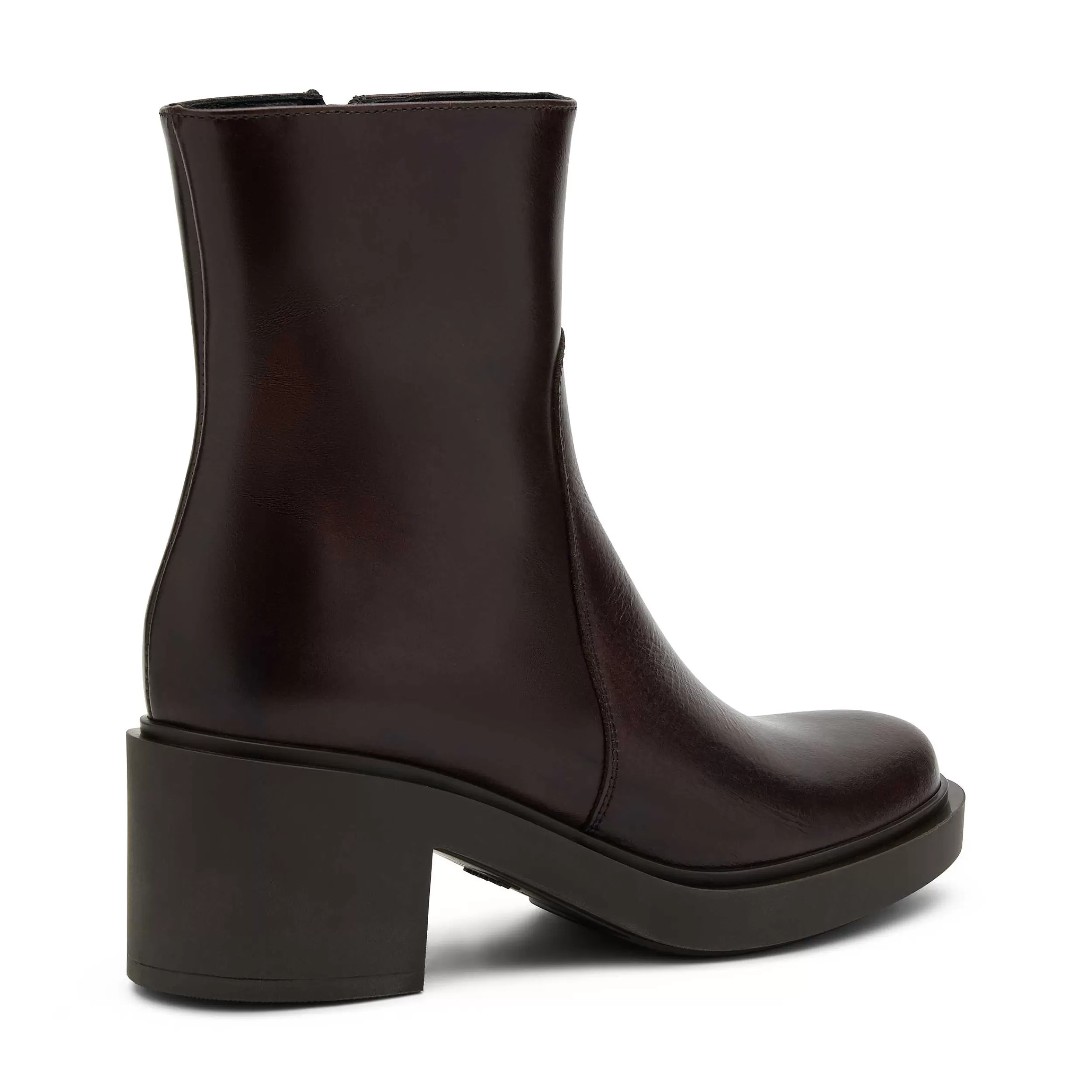 Frau Stiefelette Aus Leder In Color-Blocking-Optik-Damen Stiefel & Stiefeletten