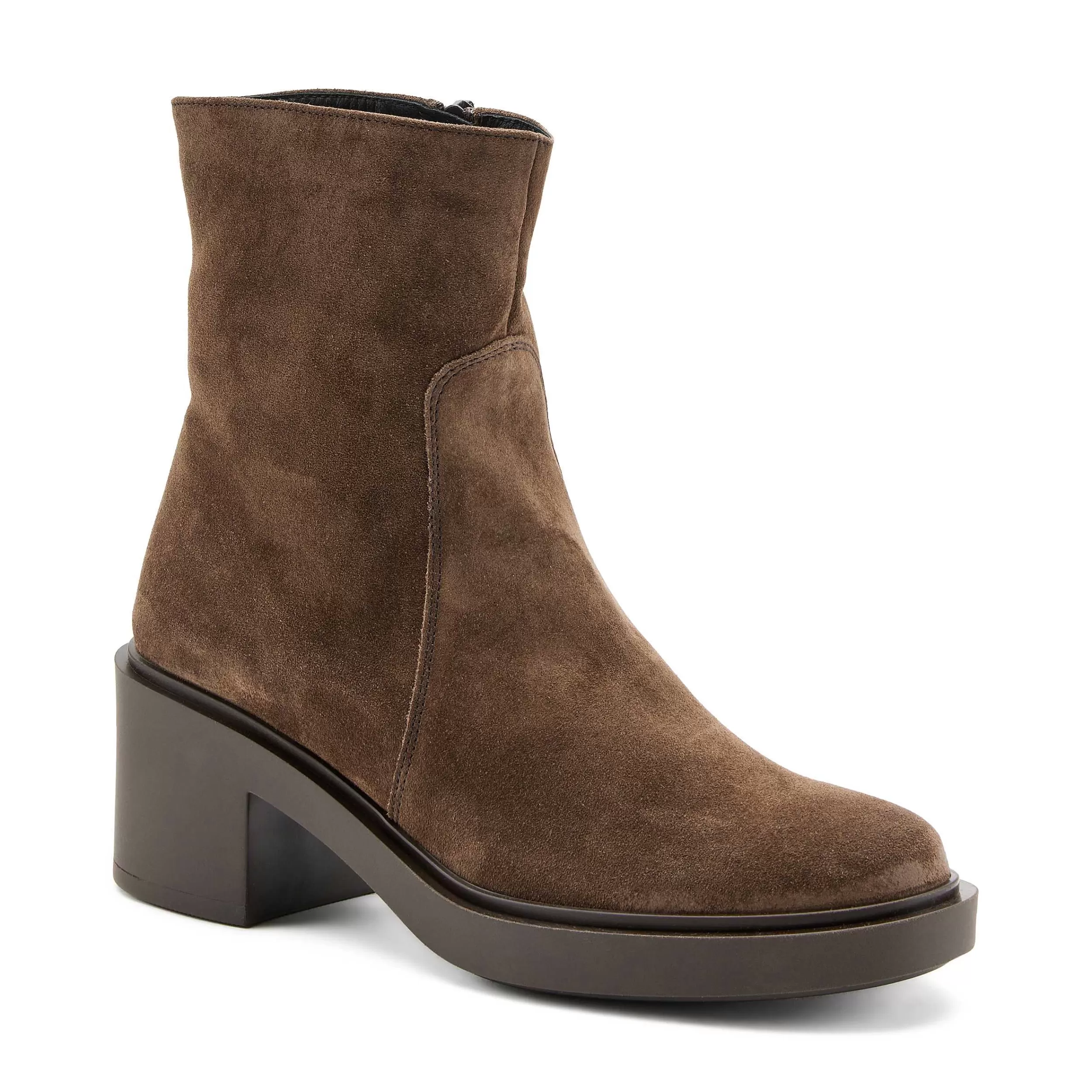 Frau Stiefelette Aus Veloursleder In Color-Blocking-Optik-Damen Stiefel & Stiefeletten